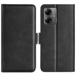 For Motorola Moto G14 Dual-side Magnetic Buckle Horizontal Flip Leather Phone Case(Black)