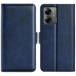 For Motorola Moto G14 Dual-side Magnetic Buckle Horizontal Flip Leather Phone Case(Dark Blue)