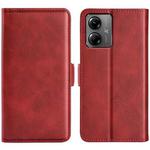 For Motorola Moto G14 Dual-side Magnetic Buckle Horizontal Flip Leather Phone Case(Red)