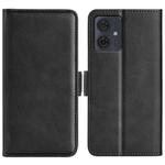 For Motorola Moto G54 Dual-side Magnetic Buckle Horizontal Flip Leather Phone Case(Black)