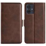 For Motorola Moto G54 Dual-side Magnetic Buckle Horizontal Flip Leather Phone Case(Brown)