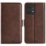 For Motorola Edge 40 Neo Dual-side Magnetic Buckle Horizontal Flip Leather Phone Case(Brown)