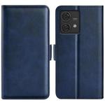 For Motorola Edge 40 Neo Dual-side Magnetic Buckle Horizontal Flip Leather Phone Case(Dark Blue)