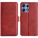 For Motorola Edge 50 Pro Dual-side Magnetic Buckle Horizontal Flip Leather Phone Case(Red)