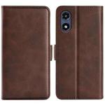 For Motorola Moto G Play 2024 Dual-side Magnetic Buckle Horizontal Flip Leather Phone Case(Brown)