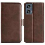 For Motorola Edge 50 Fusion Dual-side Magnetic Buckle Horizontal Flip Leather Phone Case(Brown)