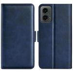 For Motorola Moto G 5G 2024 Dual-side Magnetic Buckle Horizontal Flip Leather Phone Case(Dark Blue)