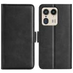 For Motorola Edge 50 Ultra Dual-side Magnetic Buckle Horizontal Flip Leather Phone Case(Black)