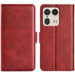 For Motorola Edge 50 Ultra Dual-side Magnetic Buckle Horizontal Flip Leather Phone Case(Red)