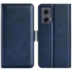 For Motorola Edge 5G 2024 Dual-side Magnetic Buckle Horizontal Flip Leather Phone Case(Dark Blue)