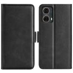 For Motorola Moto G85 5G Dual-side Magnetic Buckle Horizontal Flip Leather Phone Case(Black)