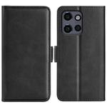 For Motorola Edge 50 Neo 5G Dual-side Magnetic Buckle Horizontal Flip Leather Phone Case(Black)