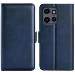 For Motorola Edge 50 Neo 5G Dual-side Magnetic Buckle Horizontal Flip Leather Phone Case(Dark Blue)