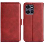 For Motorola Edge 50 Neo 5G Dual-side Magnetic Buckle Horizontal Flip Leather Phone Case(Red)