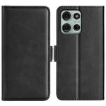 For Motorola Moto G75 5G Dual-side Magnetic Buckle Horizontal Flip Leather Phone Case(Black)