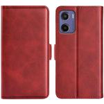 For Motorola Moto E15 Dual-side Magnetic Buckle Horizontal Flip Leather Phone Case(Red)