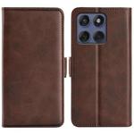 For Motorola Moto Edge 60 Fusion Dual-side Magnetic Buckle Horizontal Flip Leather Phone Case(Brown)
