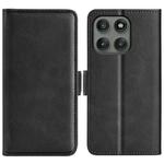 For Motorola Edge 60 Pro Dual-side Magnetic Buckle Horizontal Flip Leather Phone Case(Black)