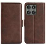 For Motorola Edge 60 Pro Dual-side Magnetic Buckle Horizontal Flip Leather Phone Case(Brown)