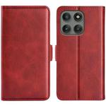 For Motorola Edge 60 Pro Dual-side Magnetic Buckle Horizontal Flip Leather Phone Case(Red)