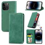 For iPhone 15 Pro Retro Skin Feel Magnetic Flip Leather Phone Case(Green)