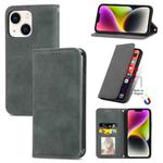 For  iPhone 14 Plus Retro Skin Feel Magnetic Flip Leather Phone Case(Gray)