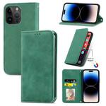 For iPhone 14 Pro Retro Skin Feel Magnetic Flip Leather Phone Case(Green)