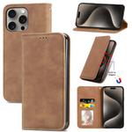 For iPhone 16 Pro Max Retro Skin Feel Magnetic Flip Leather Phone Case(Brown)