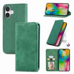 For iPhone 16 Plus Retro Skin Feel Magnetic Flip Leather Phone Case(Green)