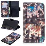 For iPhone XR 3D Colored Drawing Pattern Horizontal Flip Leather Case with Holder & Card Slots & Wallet(Two Elephants)
