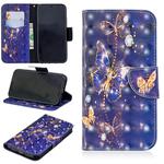 For iPhone XR 3D Colored Drawing Pattern Horizontal Flip Leather Case with Holder & Card Slots & Wallet(Purple Butterfly)