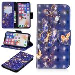 For iPhone X / XS 3D Colored Drawing Pattern Horizontal Flip Leather Case with Holder & Card Slots & Wallet(Purple Butterfly)