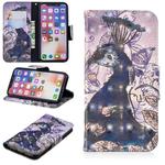 For iPhone X / XS 3D Colored Drawing Pattern Horizontal Flip Leather Case with Holder & Card Slots & Wallet(Peacock)