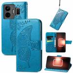 For Realme GT Neo 5 Butterfly Flower Embossed Horizontal Flip Leather Case(Blue)