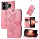 For Realme GT Neo 5 Butterfly Flower Embossed Horizontal Flip Leather Case(Pink)