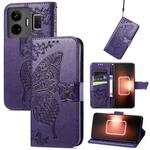 For Realme GT Neo 5 Butterfly Flower Embossed Horizontal Flip Leather Case(Dark Purple)