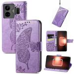 For Realme GT Neo 5 Butterfly Flower Embossed Horizontal Flip Leather Case(Light Purple)