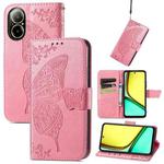 For Realme C67 4G Butterfly Love Flower Embossed Leather Phone Case(Pink)