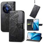 For Realme 12 Pro Butterfly Love Flower Embossed Leather Phone Case(Black)