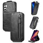 For Samsung Galaxy A25 5G Zipper Wallet Vertical Flip Leather Phone Case(Black)