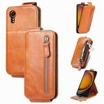 For Samsung Galaxy Xcover 7 Zipper Wallet Vertical Flip Leather Phone Case(Brown)