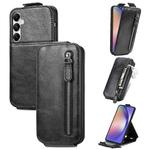 For Samsung Galaxy A55 5G Zipper Wallet Vertical Flip Leather Phone Case(Black)