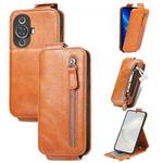 For Huawei Nova 11 Zipper Wallet Vertical Flip Leather Phone Case(Brown)