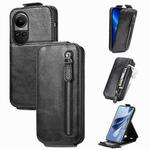 For OPPO Reno10 /10 Pro Global Zipper Wallet Vertical Flip Leather Phone Case(Black)