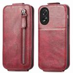 For OPPO A38 Zipper Wallet Vertical Flip Leather Phone Case(Red)