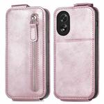 For OPPO A38 Zipper Wallet Vertical Flip Leather Phone Case(Pink)