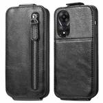 For OPPO A58 Zipper Wallet Vertical Flip Leather Phone Case(Black)