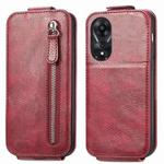 For OPPO A58 Zipper Wallet Vertical Flip Leather Phone Case(Red)