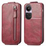 For OPPO Reno10 Pro 5G Zipper Wallet Vertical Flip Leather Phone Case(Red)
