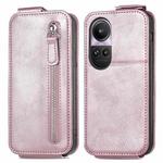 For OPPO Reno10 Pro 5G Zipper Wallet Vertical Flip Leather Phone Case(Pink)
